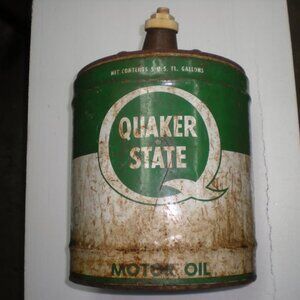 1960'S QUAKER STATE 5-GALLON OIL CAN BUCKET SIGN... FOR DISPLAY ONLY